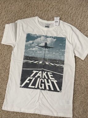 Crewcuts White Graphic 'Take Flight' Tee with Blue Sky Print